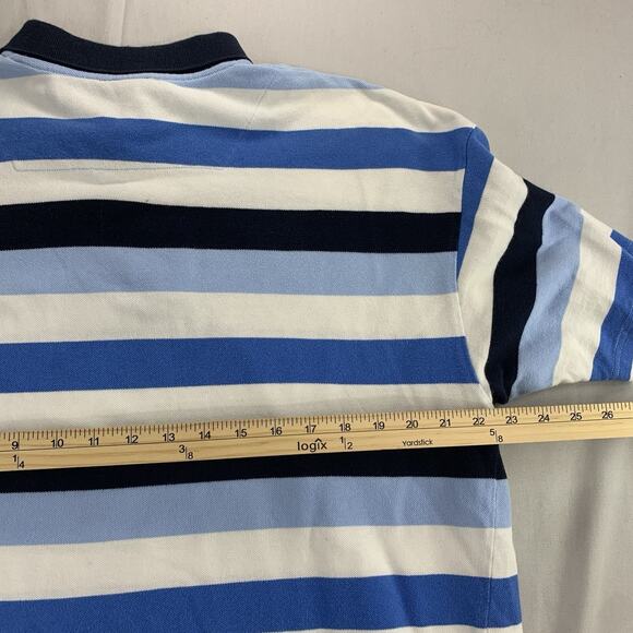 Vintage Lacoste Striped Blue Polo Shirt Mens 2XL Crocodile Preppy - Picture 8 of 8